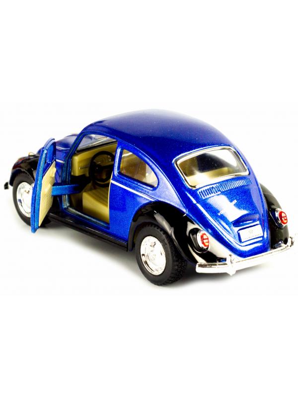 Металлическая машинка Kinsmart 1:32 «1967 Volkswagen Classical Beetle (Черное крыло)» KT5373DE инерционная / Синий