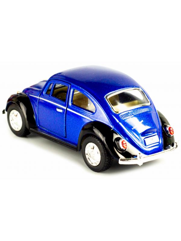 Металлическая машинка Kinsmart 1:32 «1967 Volkswagen Classical Beetle (Черное крыло)» KT5373DE инерционная / Синий