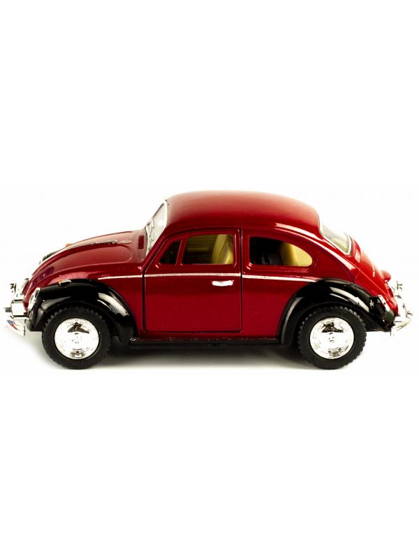 Металлическая машинка Kinsmart 1:32 «1967 Volkswagen Classical Beetle (Черное крыло)» KT5373DE инерционная / Красный