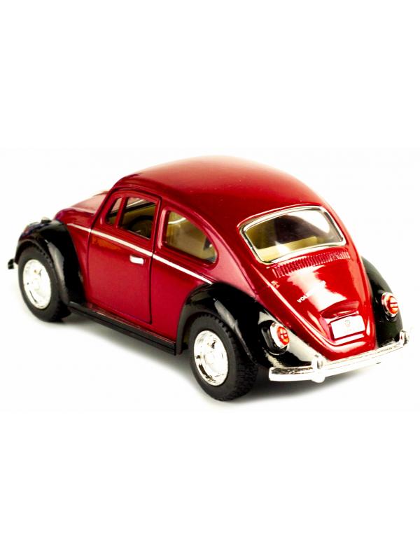 Металлическая машинка Kinsmart 1:32 «1967 Volkswagen Classical Beetle (Черное крыло)» KT5373DE инерционная / Красный