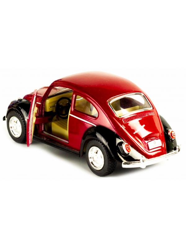 Металлическая машинка Kinsmart 1:32 «1967 Volkswagen Classical Beetle (Черное крыло)» KT5373DE инерционная / Красный