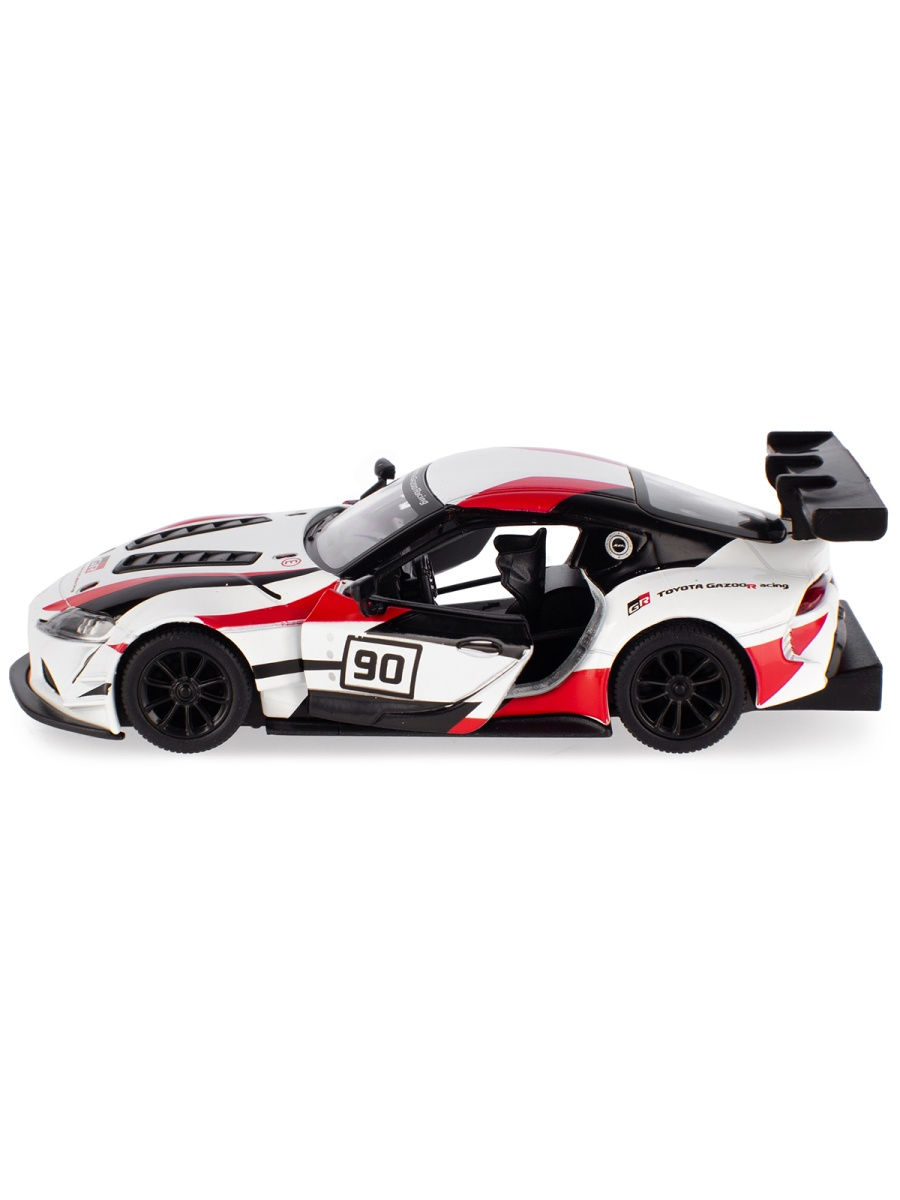 Металлическая машинка Kinsmart 1:36 «Toyota GR Supra Racing Concept (Livery Edition)» KT5421DF, инерционная / Белый