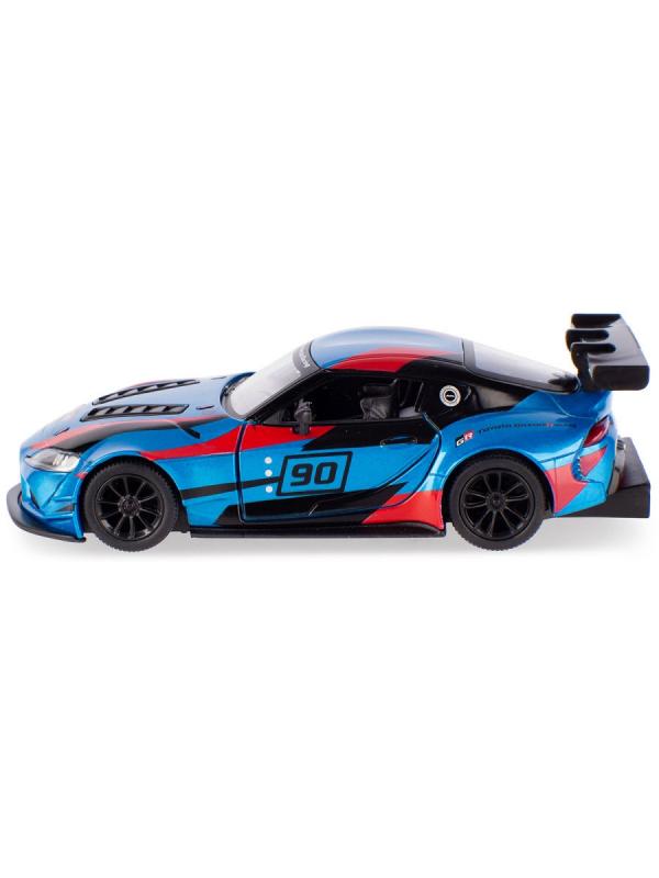 Металлическая машинка Kinsmart 1:36 «Toyota GR Supra Racing Concept (Livery Edition)» KT5421DF, инерционная / Синий