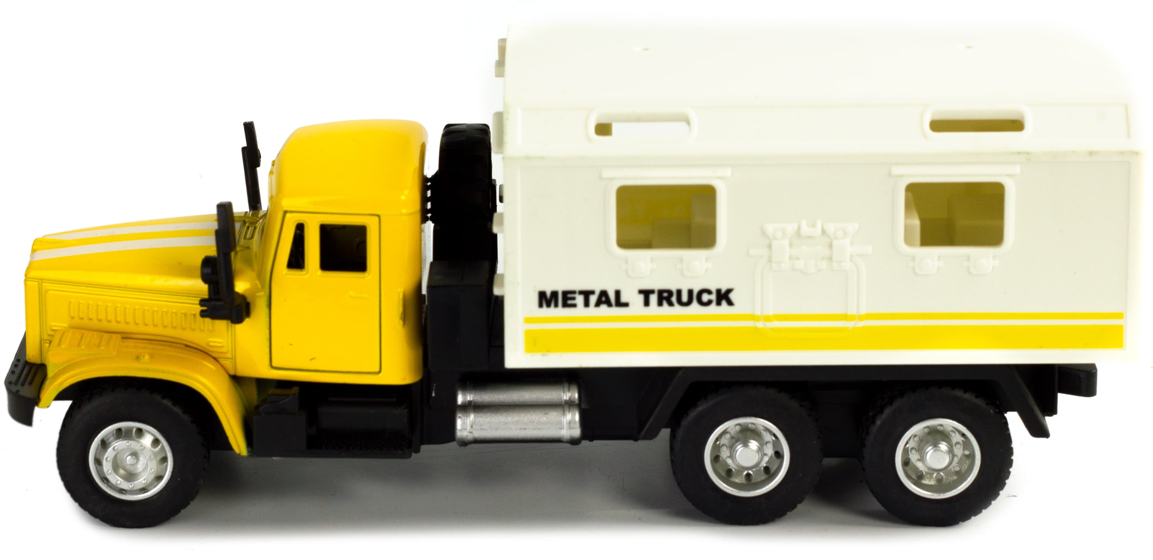 Металлическая машинка WGT Car «Грузовик КРАЗ: Фургон» А2217-6А, инерционный, свет, звук / Желтый