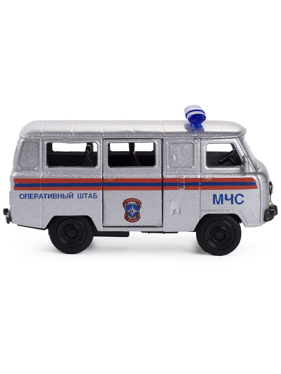 Металлическая машинка Play Smart 1:50 «Микроавтобус УАЗ-39625 Буханка: Служебный» 10 см. 6542, Автопарк / МЧС