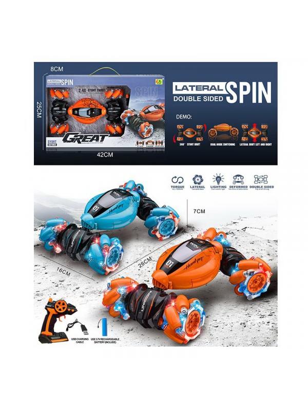 Радиоуправляемая машинка перевертыш 26 см со световыми эффектами, 955-119 / Микс