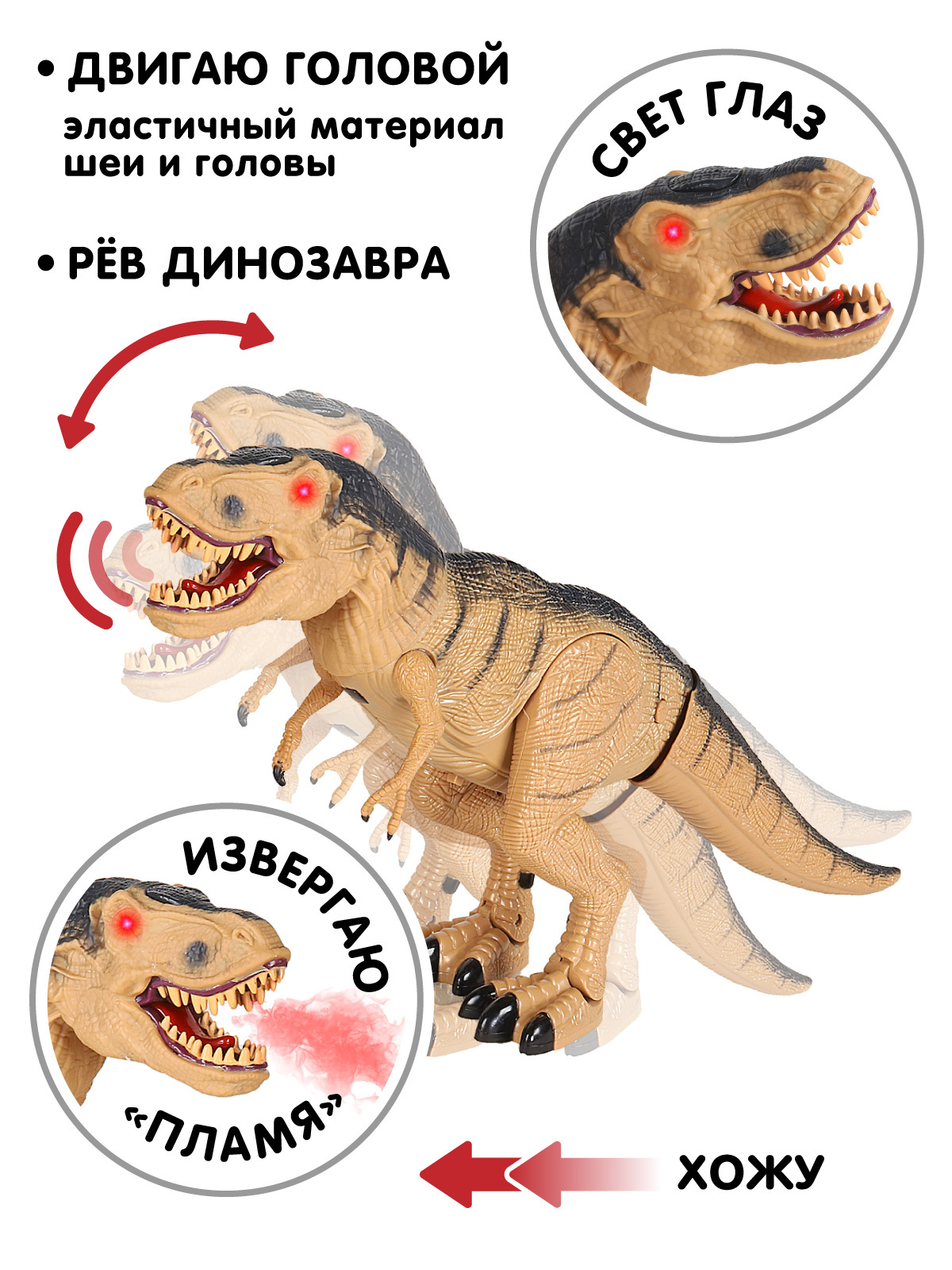 Радиоуправляемый динозавр «Тираннозавр REX» RS61-100A,‎ свет, звук, пускает пар