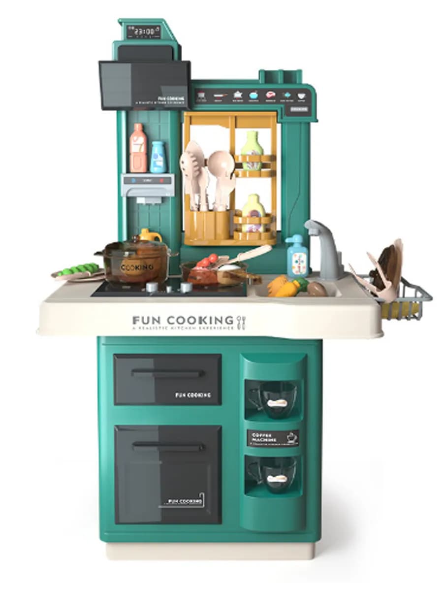 Интерактивная детская кухня 65 см с водой, паром, светом, звуком 858A / 35 предметов