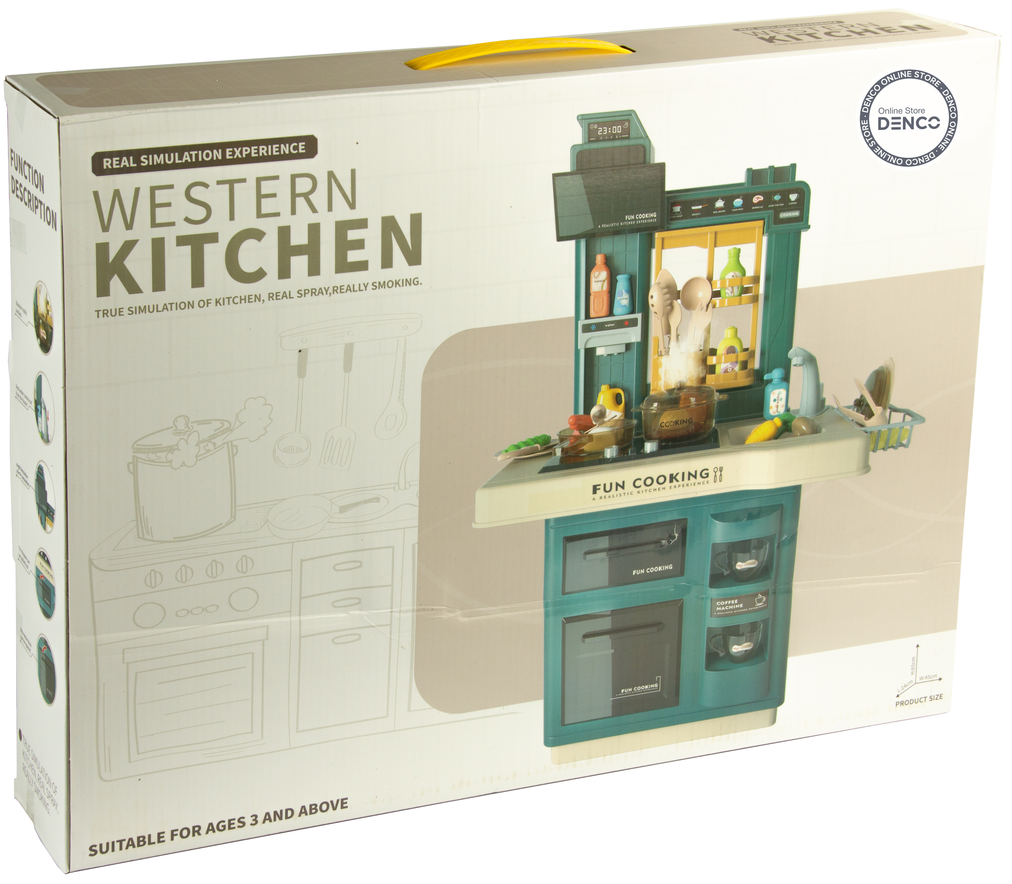 Интерактивная детская кухня 65 см с водой, паром, светом, звуком 858A / 35 предметов