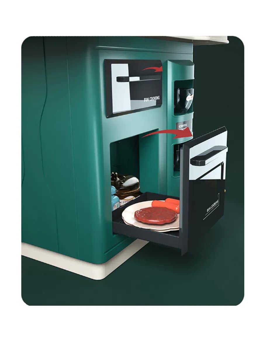 Интерактивная детская кухня 65 см с водой, паром, светом, звуком 858A / 35 предметов