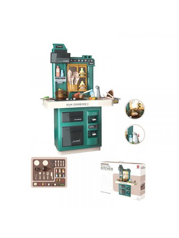 Интерактивная детская кухня 65 см с водой, паром, светом, звуком 858A / 35 предметов