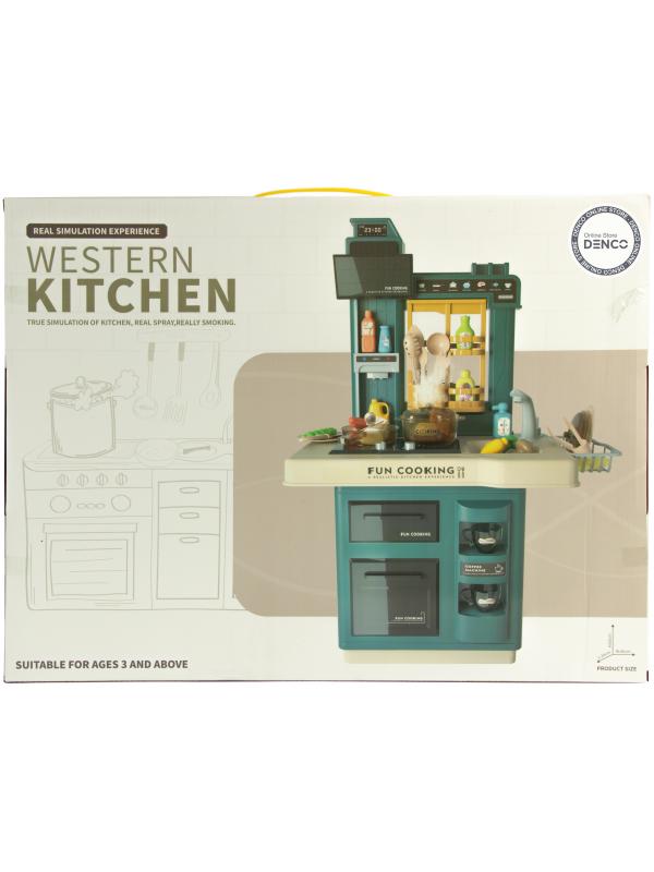 Интерактивная детская кухня 65 см с водой, паром, светом, звуком 858A / 35 предметов