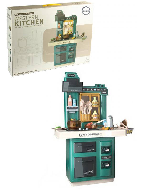 Интерактивная детская кухня 65 см с водой, паром, светом, звуком 858A / 35 предметов