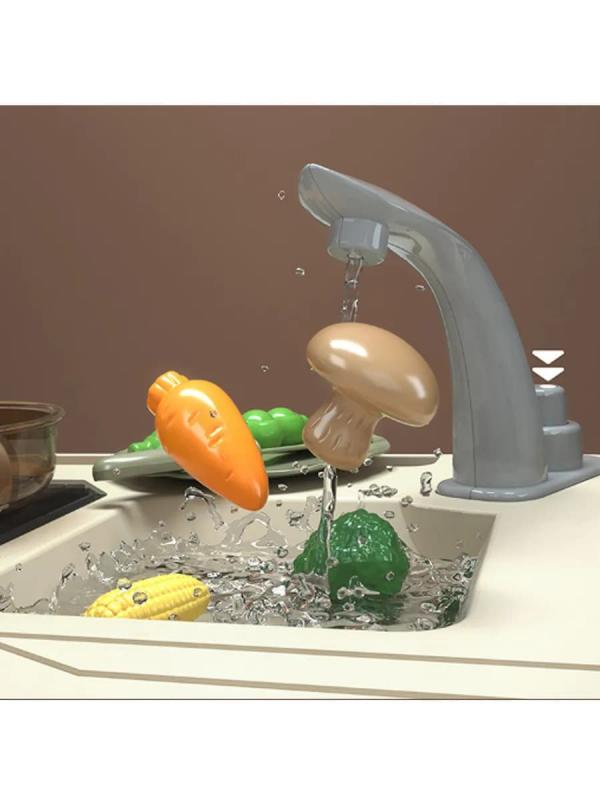 Интерактивная детская кухня 65 см с водой, паром, светом, звуком 858A / 35 предметов