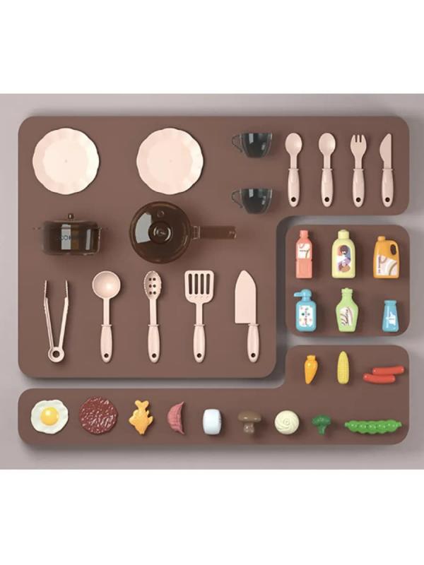 Интерактивная детская кухня 65 см с водой, паром, светом, звуком 858A / 35 предметов