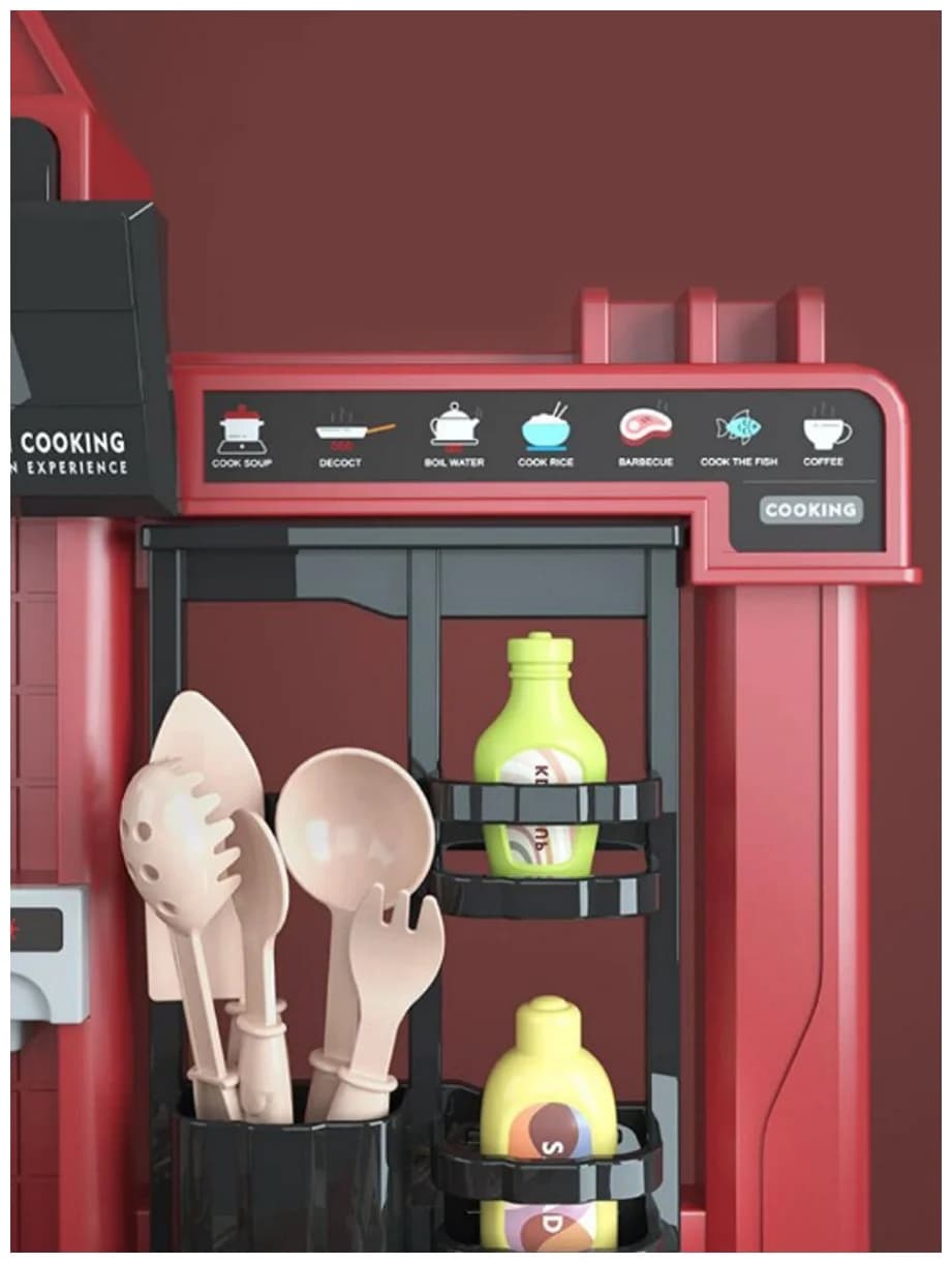 Интерактивная детская кухня 65 см с водой, паром, светом, звуком 858B / 35 предметов