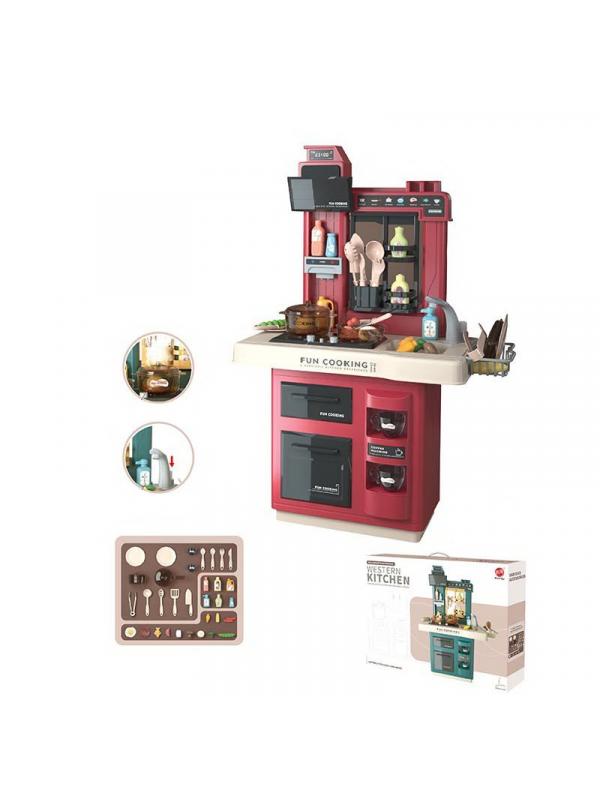 Интерактивная детская кухня 65 см с водой, паром, светом, звуком 858B / 35 предметов