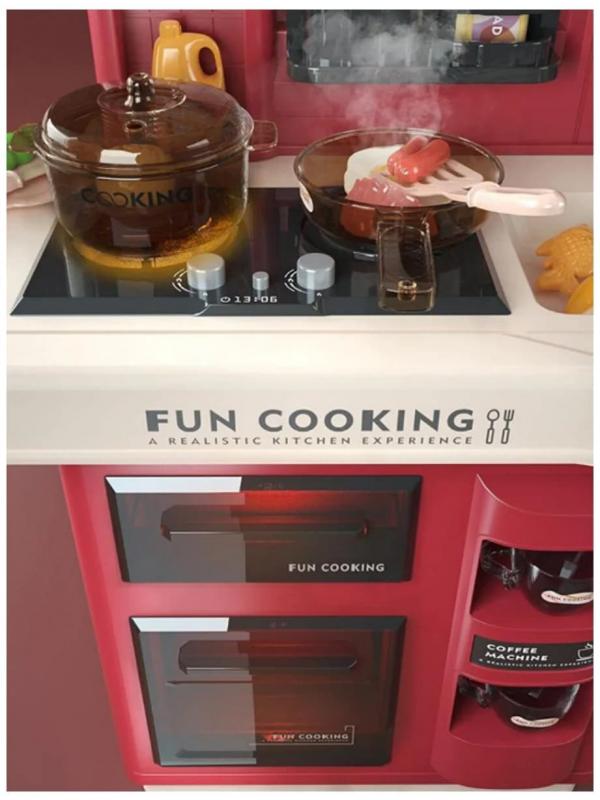 Интерактивная детская кухня 65 см с водой, паром, светом, звуком 858B / 35 предметов