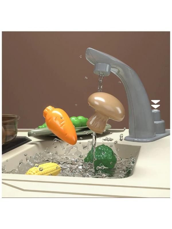 Интерактивная детская кухня 65 см с водой, паром, светом, звуком 858B / 35 предметов