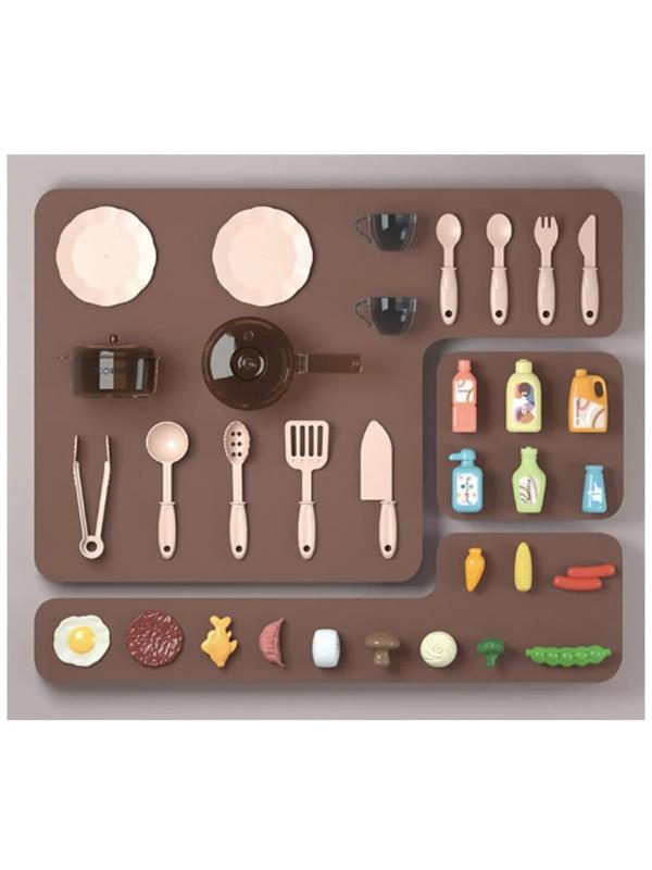 Интерактивная детская кухня 65 см с водой, паром, светом, звуком 858B / 35 предметов