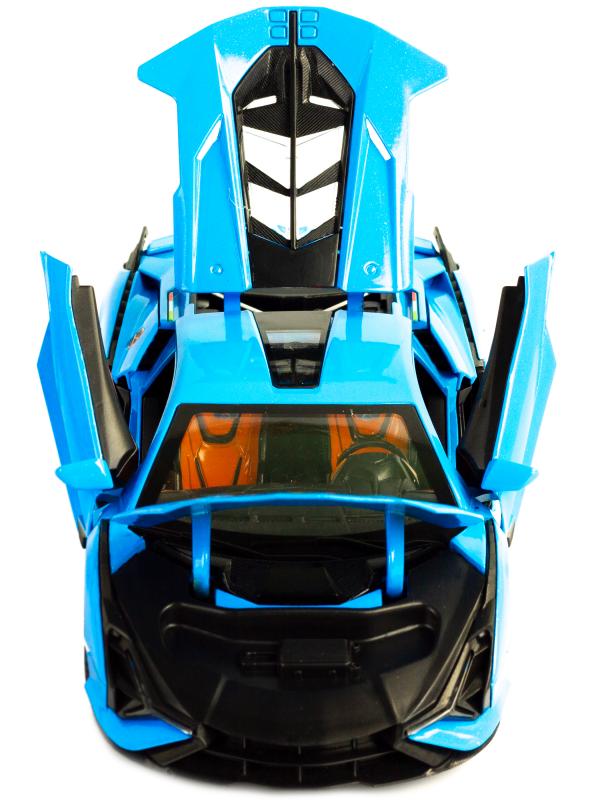 Металлическая машинка Che Zhi 1:24 «Lamborghini Sian» CZ129A, 21 см. инерционная, свет, звук / Голубой