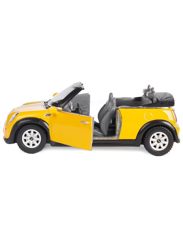 Металлическая машинка Kinsmart 1:28 «Mini Cooper S Convertible» KT5089D инерционная / Желтый