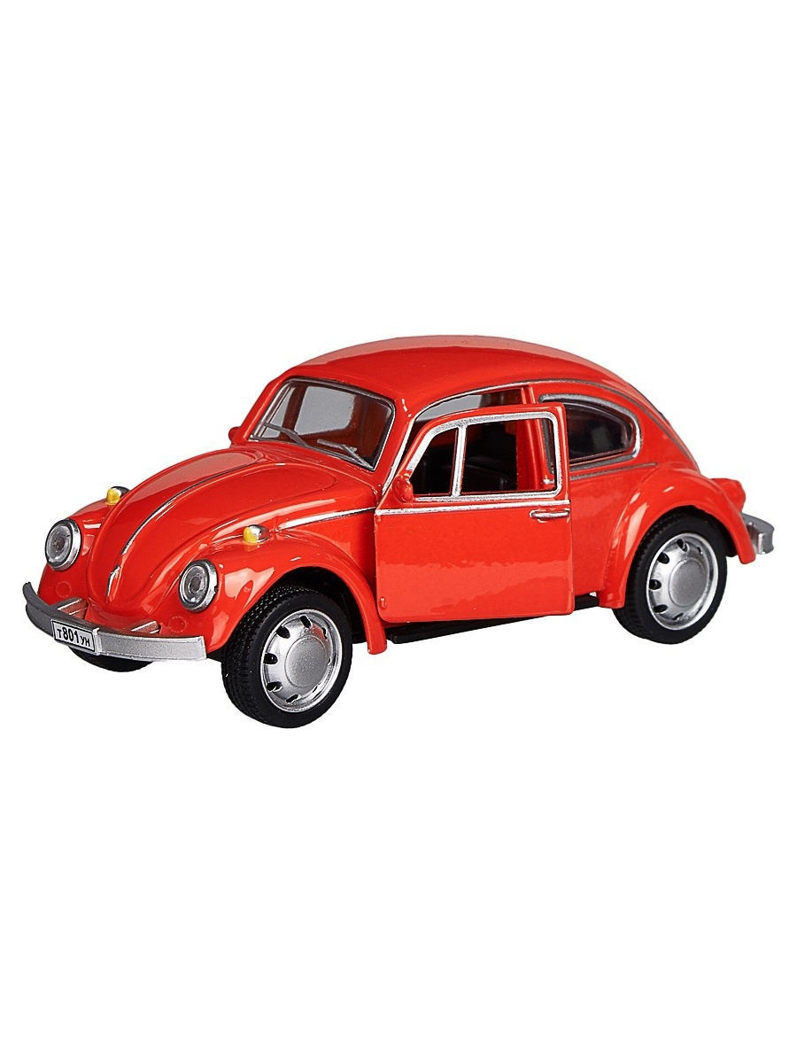 Машина металлическая Play Smart 1:45 «Volkswagen Beetle» 6525D инерционная / Красный