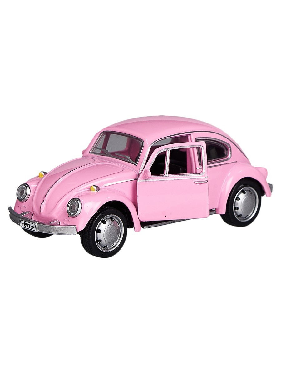 Машина металлическая Play Smart 1:45 «Volkswagen Beetle» 6525D инерционная / Розовый