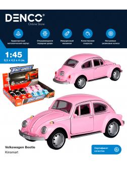Машина металлическая Play Smart 1:45 «Volkswagen Beetle» 6525D инерционная / Розовый