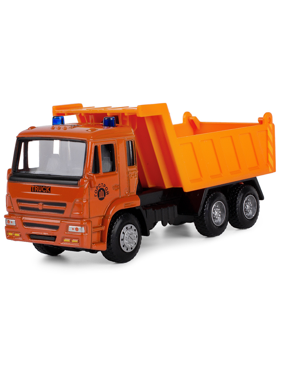Грузовик металлический Play Smart 1:54 «Самосвал Камаз» 15 см. 6551 Автопарк, инерционный / Оранжевый