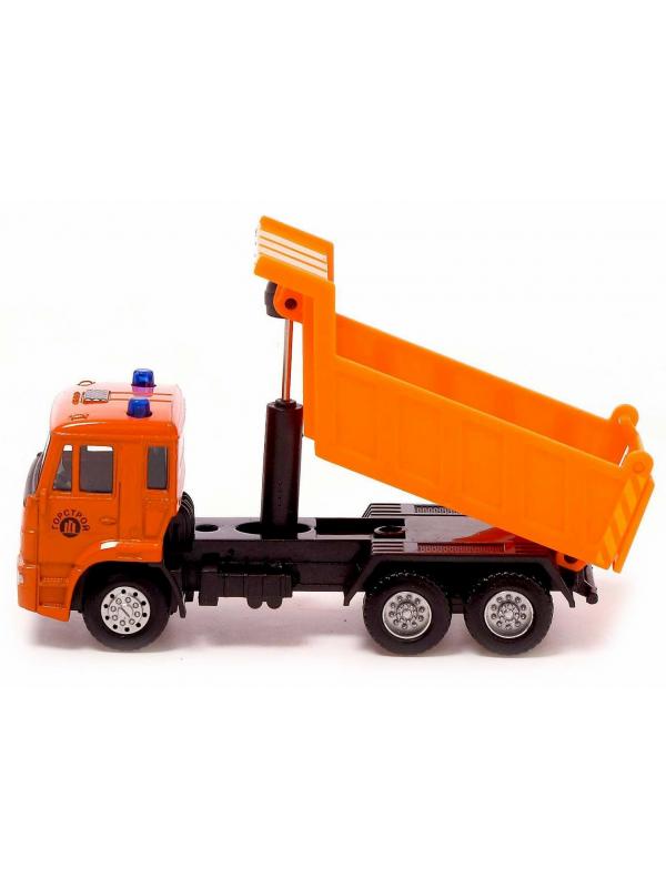 Грузовик металлический Play Smart 1:54 «Самосвал Камаз» 15 см. 6551 Автопарк, инерционный / Оранжевый