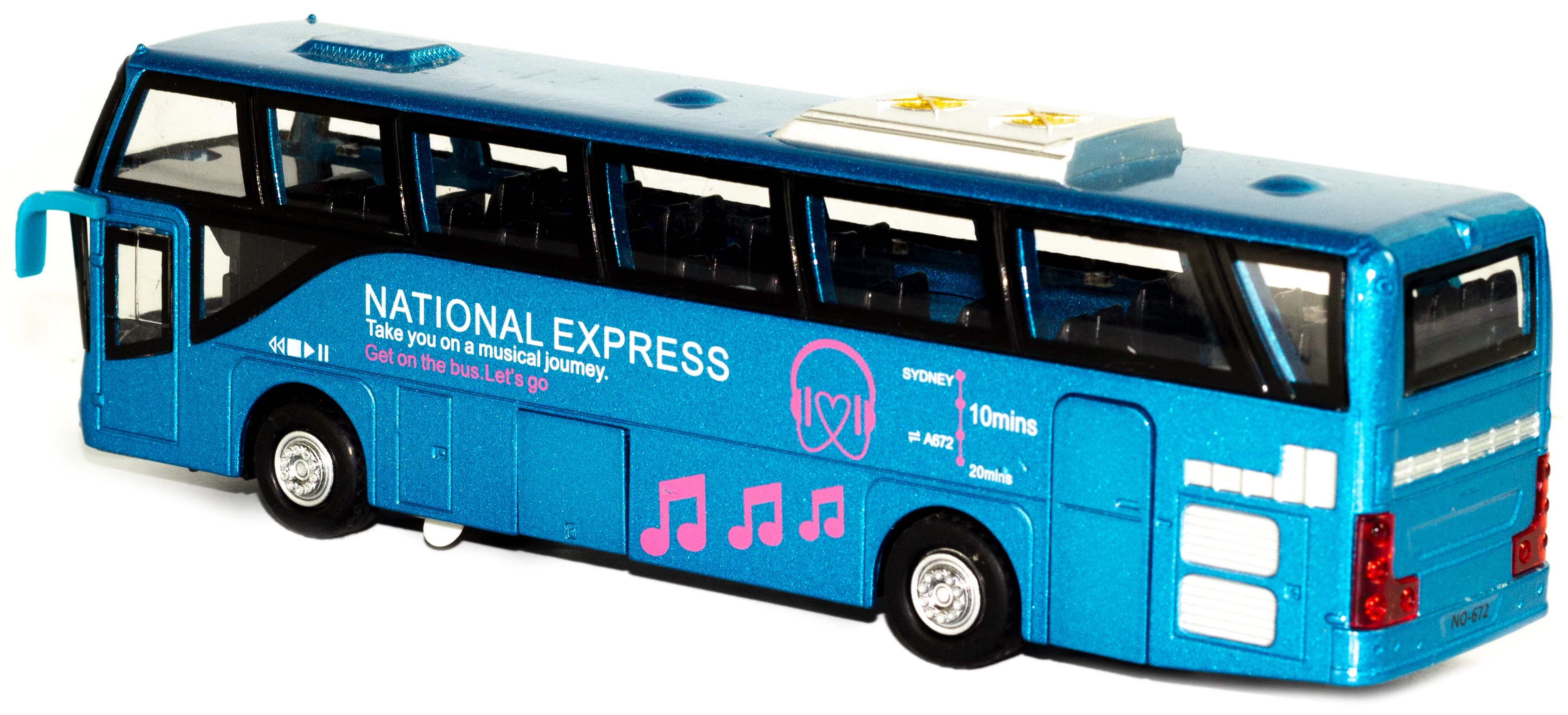 Металлический автобус Wanbao «National Express» 19.5 см. 672D, инерционный / Голубой