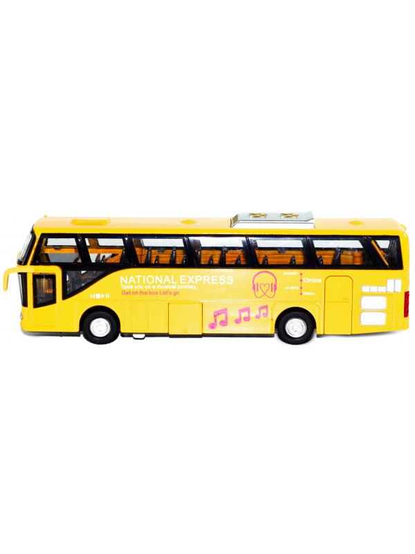 Металлический автобус Wanbao «National Express» 19.5 см. 672D, инерционный / Желтый
