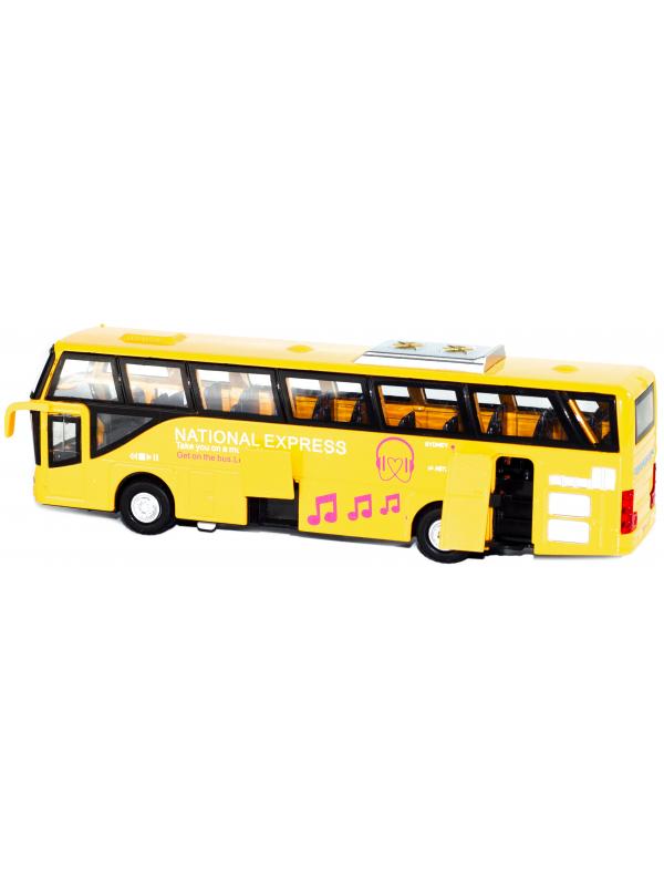 Металлический автобус Wanbao «National Express» 19.5 см. 672D, инерционный / Желтый