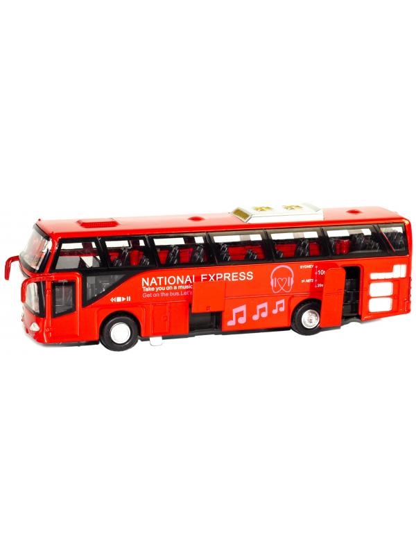 Металлический автобус Wanbao «National Express» 19.5 см. 672D, инерционный / Красный