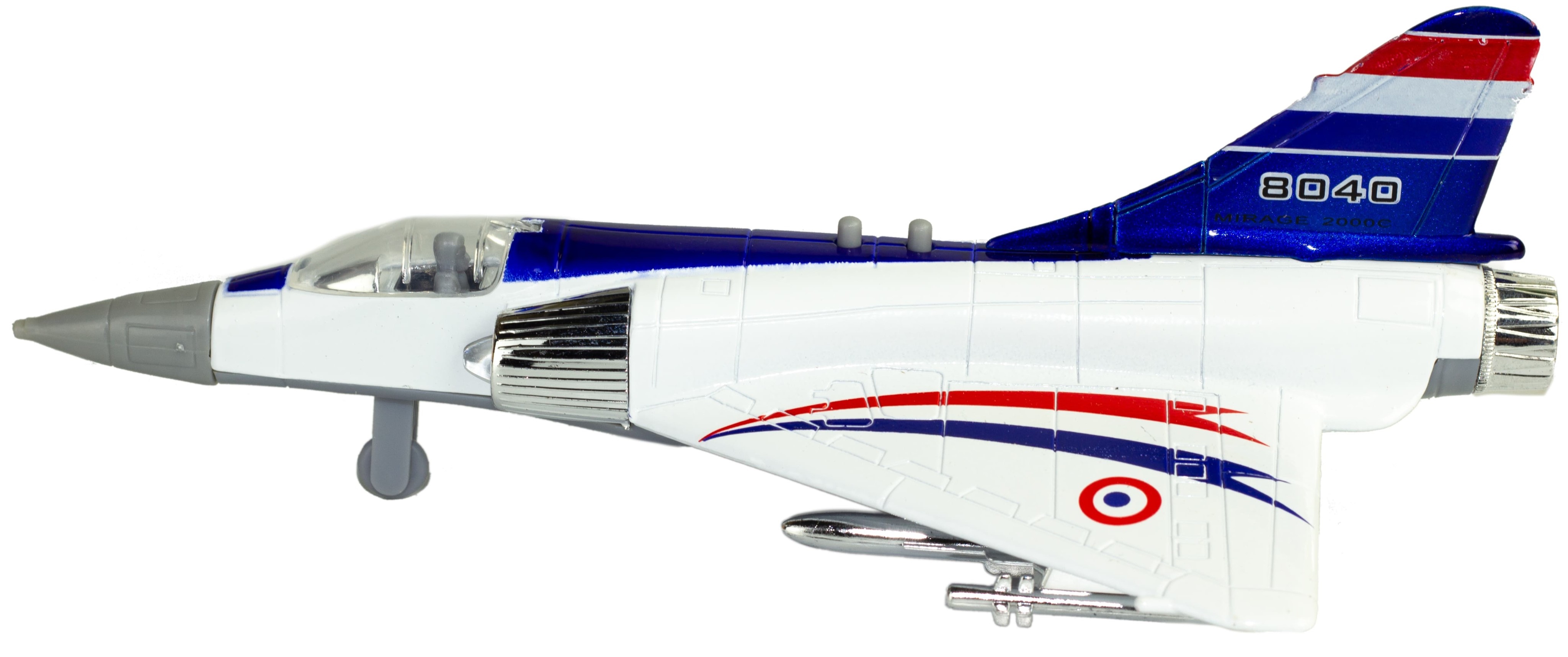 Металлический военный самолет «Sonic Mirage» 19.5 см. 8040, инерционный, свет, звук / Бело-синий