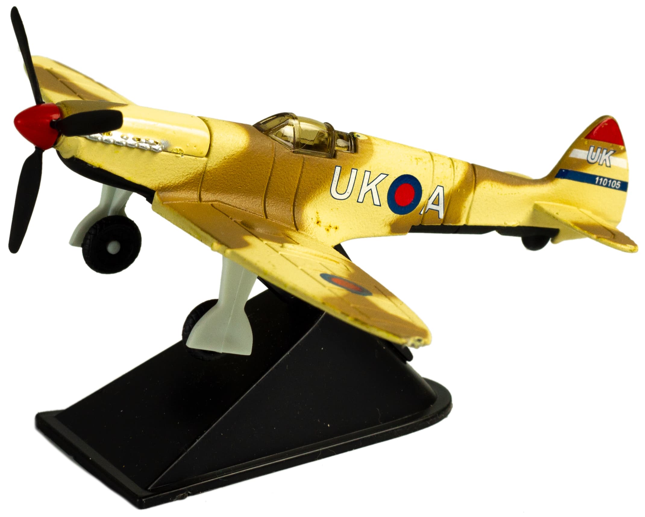 Металлическая модель военного самолета-истребителя «Classic Fighter. UK» 10 см. F8211012B, винтовой, на подставке / Желтый