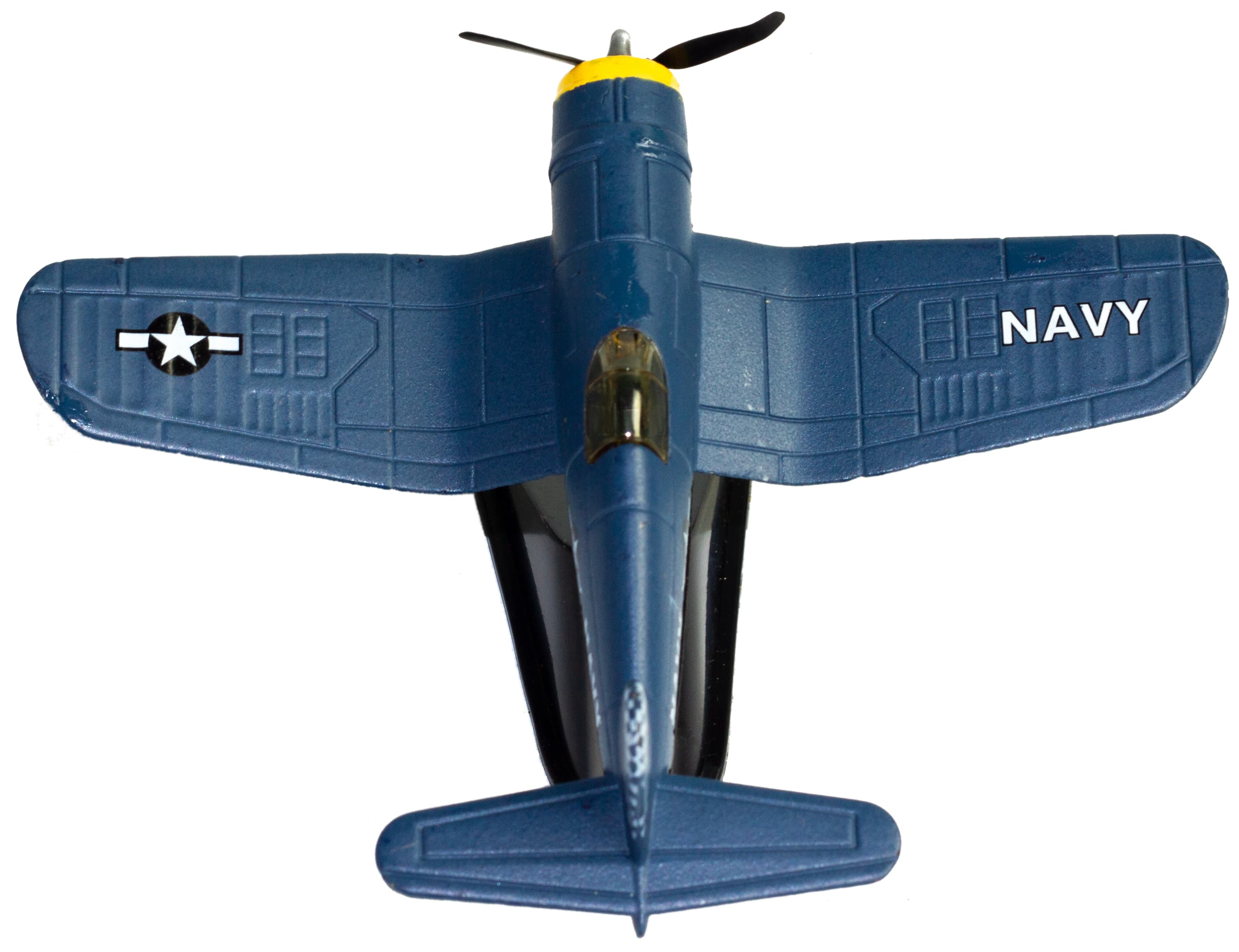 Металлическая модель военного самолета-истребителя «Classic Fighter. Navy» 10 см. F8211012B, винтовой, на подставке / Синий