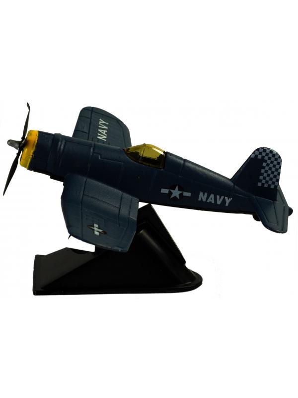 Металлическая модель военного самолета-истребителя «Classic Fighter. Navy» 10 см. F8211012B, винтовой, на подставке / Синий