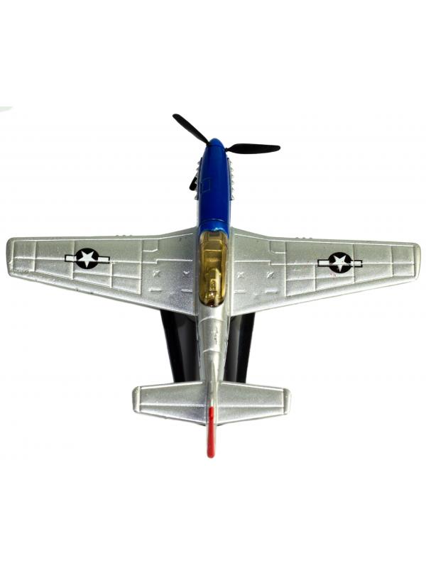 Металлическая модель военного самолета-истребителя «Classic Fighter. PX» 10 см. F8211012B, винтовой, на подставке / Серебристо-синий
