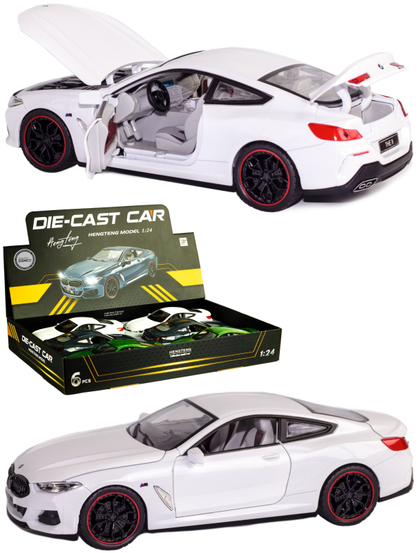 Металлическая машинка HengTeng Toys 1:24 «BMW M840i Coupe» 53522-21A, 20 см., инерционная, свет, звук / Белый