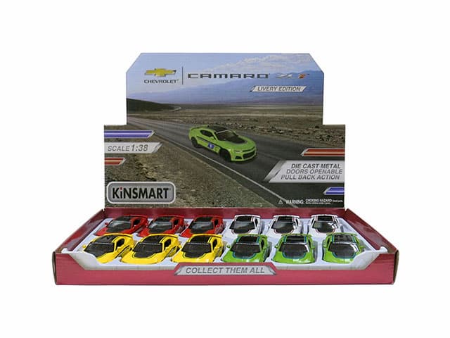 Машинка металлическая Kinsmart 1:38 «2017 Chevrolet Camaro ZL1 (Livery Edition)» KT5399DF инерционная / Зеленый