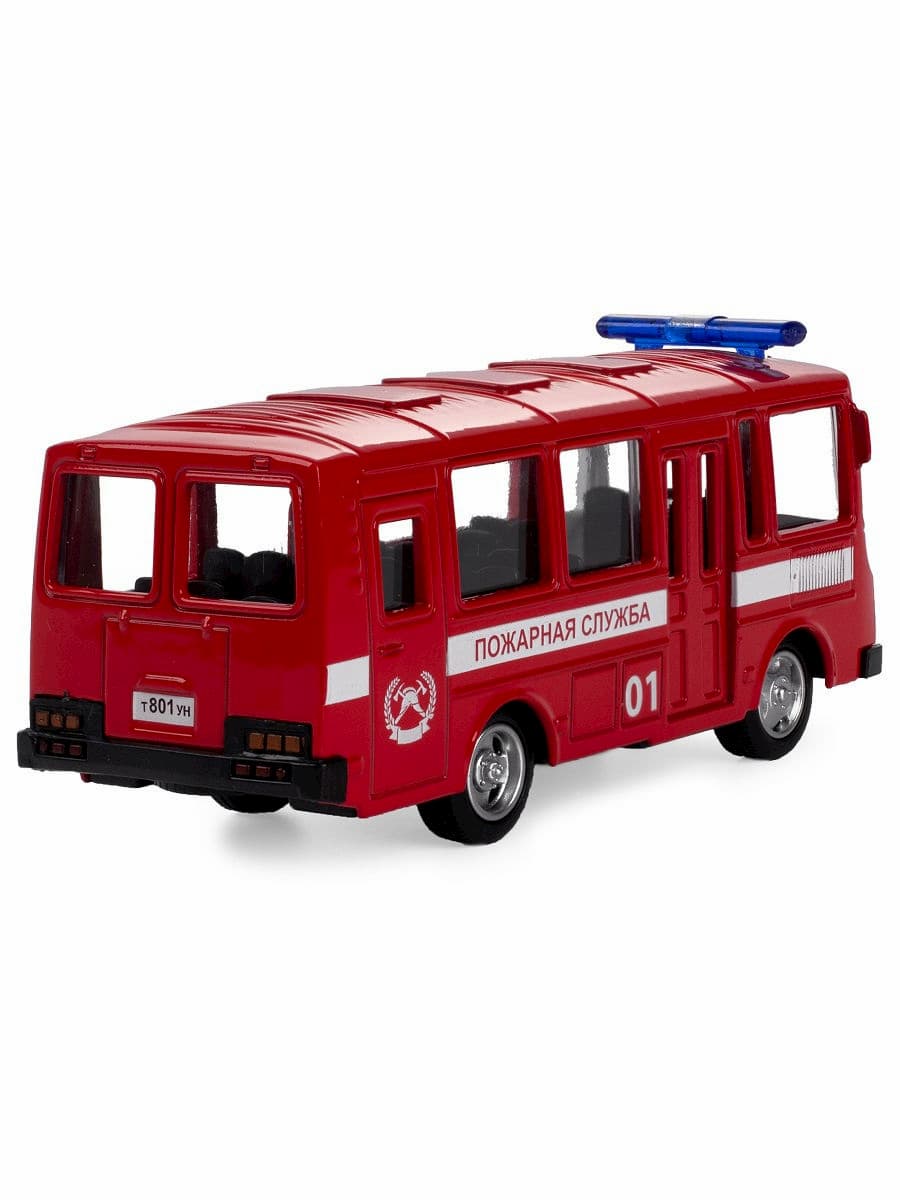 Металлическая машинка Play Smart 1:52 «Автобус ПАЗ. Пожарная служба» 6563 автопарк, инерционная / Красный