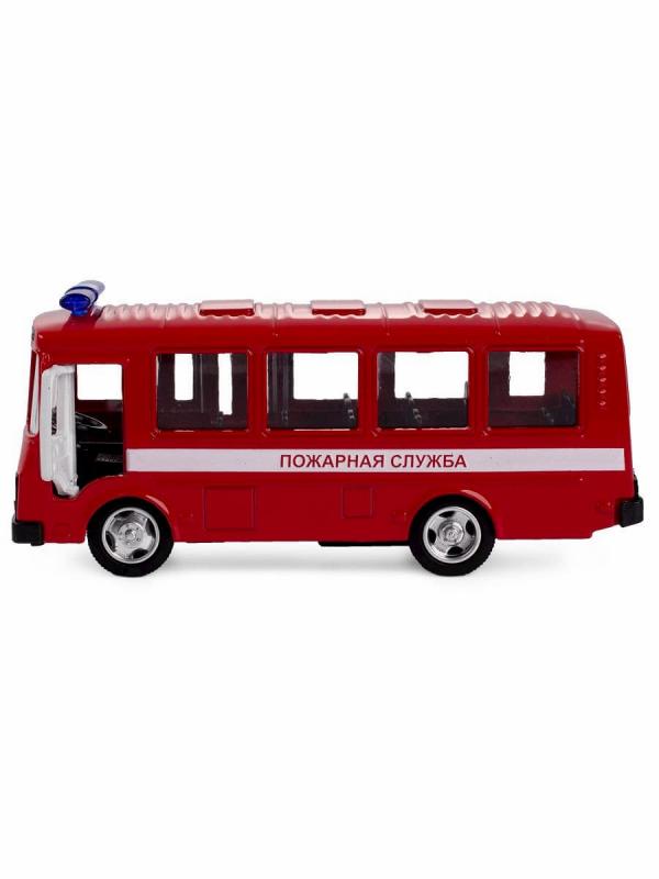 Металлическая машинка Play Smart 1:52 «Автобус ПАЗ. Пожарная служба» 6563 автопарк, инерционная / Красный
