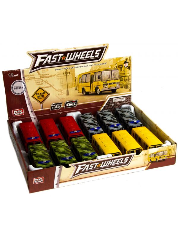 Металлическая машинка Play Smart 1:52 «Автобус ПАЗ. Пожарная служба» 6563 автопарк, инерционная / Красный