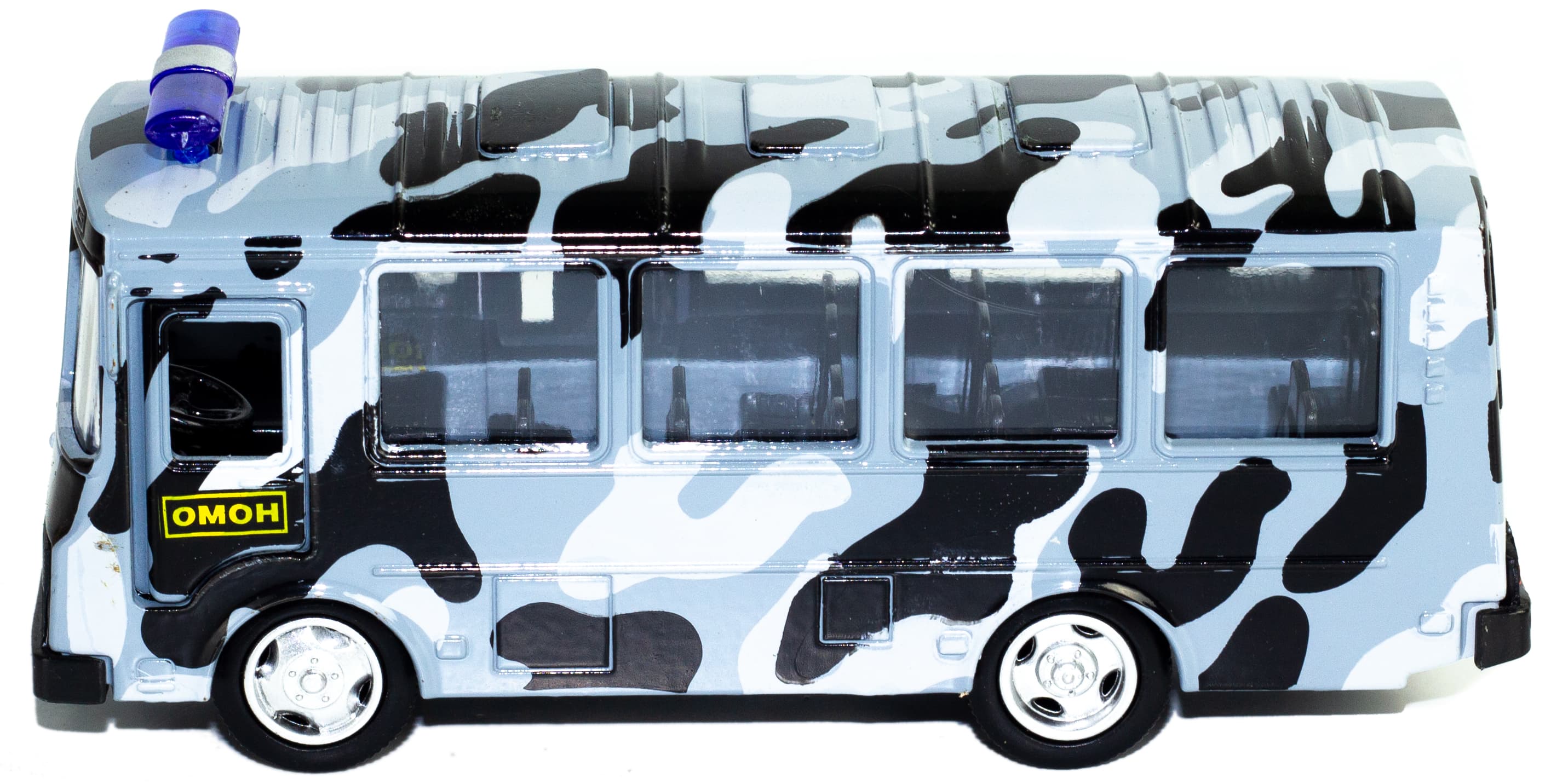 Металлическая машинка Play Smart 1:52 «Автобус ПАЗ. Омон» 6563 автопарк, инерционная / Серый