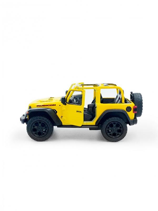 Металлическая машинка Kinsmart 1:34 «2018 Jeep Wrangler (Открытый верх)» KT5412DA, инерционный / Желтый