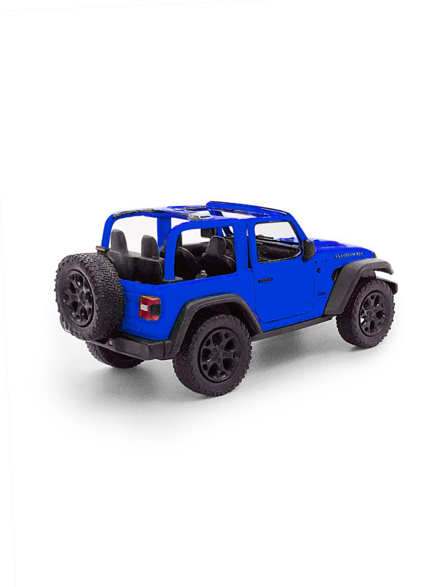 Металлическая машинка Kinsmart 1:34 «2018 Jeep Wrangler (Открытый верх)» KT5412DA, инерционный / Синий