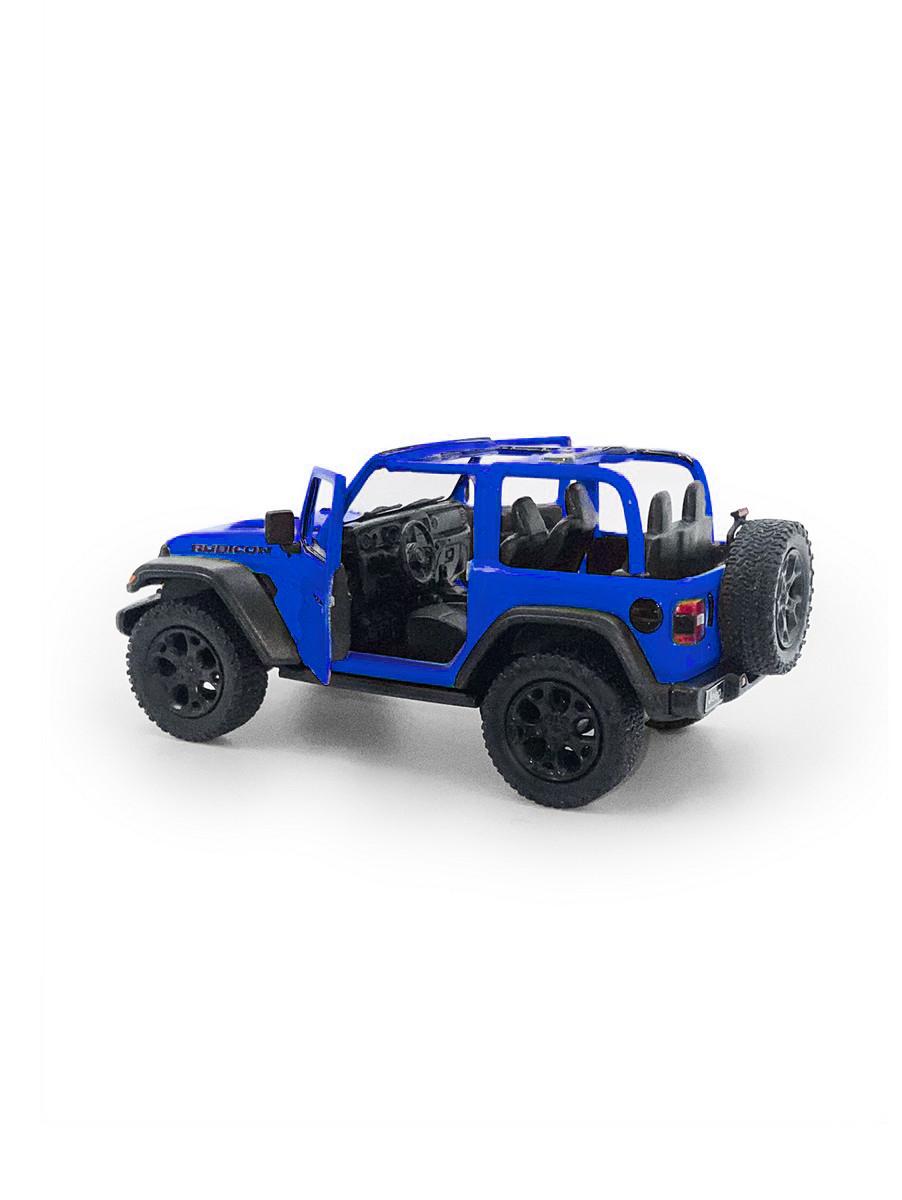 Металлическая машинка Kinsmart 1:34 «2018 Jeep Wrangler (Открытый верх)» KT5412DA, инерционный / Синий