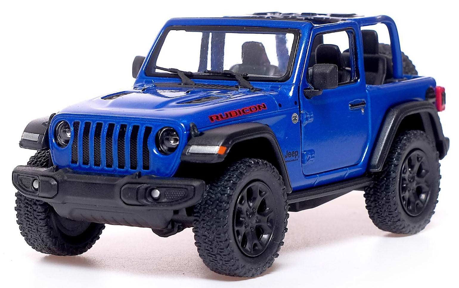 Металлическая машинка Kinsmart 1:34 «2018 Jeep Wrangler (Открытый верх)» KT5412DA, инерционный / Синий